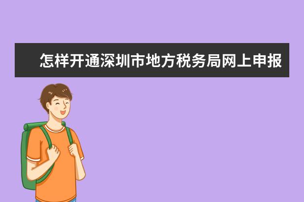 怎样开通深圳市地方税务局网上申报
