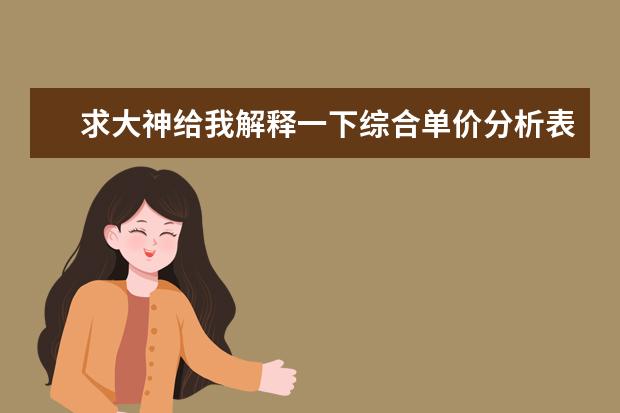 求大神给我解释一下综合单价分析表?工程结算