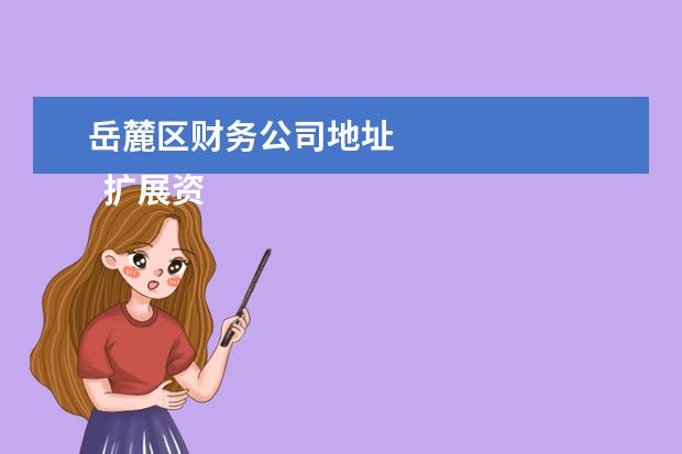 岳麓区财务公司地址
扩展资料