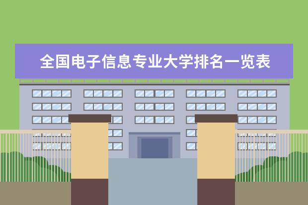 全国电子信息专业大学排名一览表 电子信息工程大学专业排名