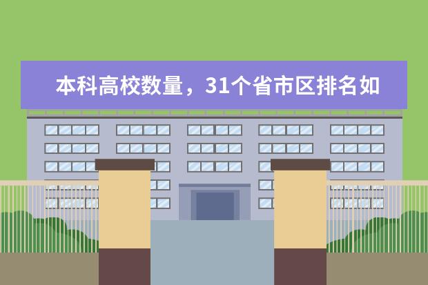 本科高校数量，31个省市区排名如何？