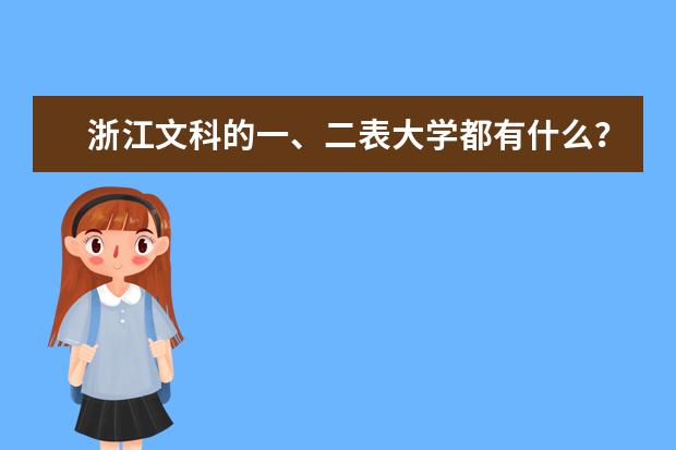 浙江文科的一、二表大学都有什么?最近的录取分数是多少?