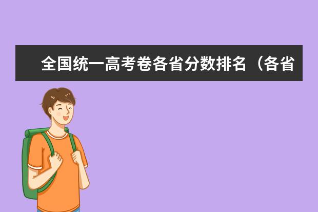 全国统一高考卷各省分数排名(各省录取分数线排名)